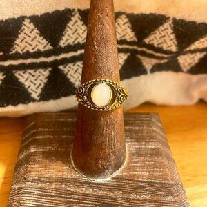 Alayna Ornate Filigree White Moonstone Ring Size 6